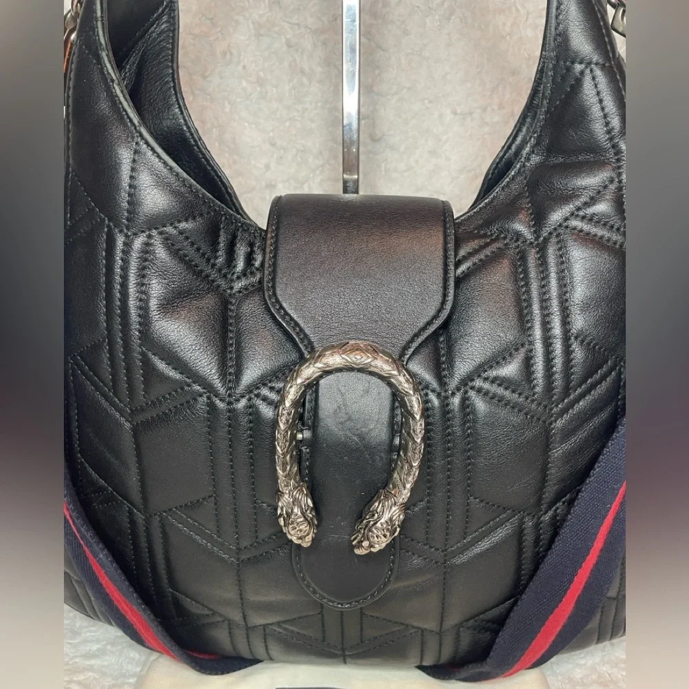 Gucci Dionysus Quilted Matelasse Leather Medium Hobo Shoulder Bag Black 446687